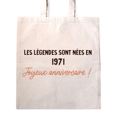 Tote bag message générique femme née en 1971