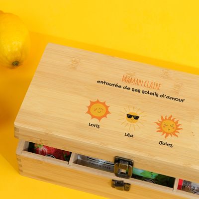 Boîte à thé personnalisée - Famille soleils