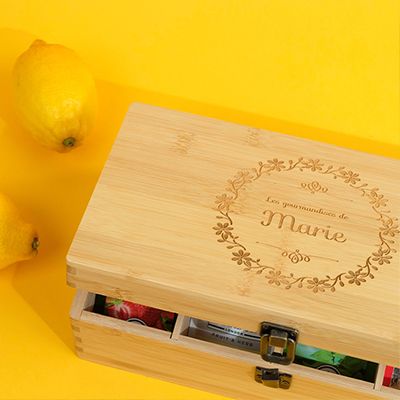 Boîte à thé gravée - Les gourmandises