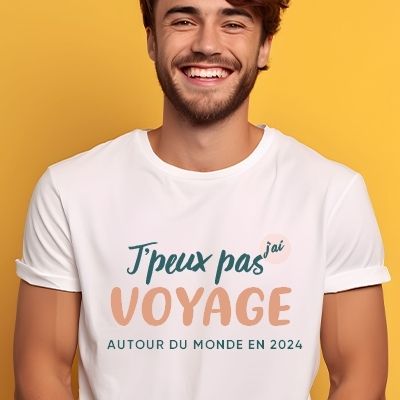 Tee shirt personnalisé homme - J'peux pas j'ai voyage