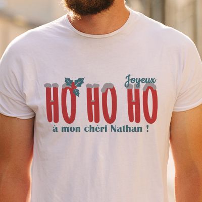 T-shirt homme personnalisé Noël - Ho Ho Ho !