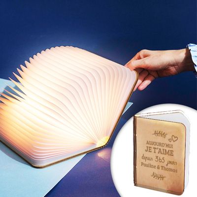 Lampe livre lumineux personnalisé couple - Aujourd'hui je t'aime depuis