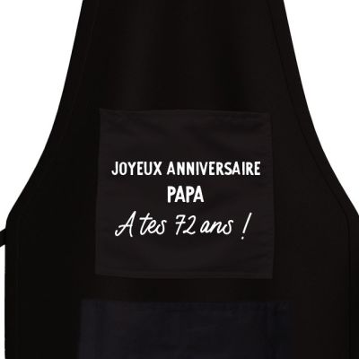 Tablier noir message papa 72 ans