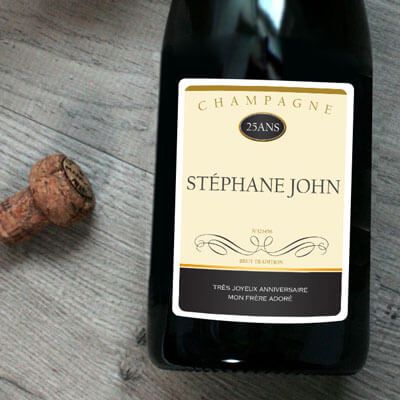 Bouteille de champagne personnalisée anniversaire - Prénom et message