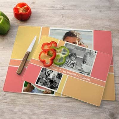 Planche à découper en verre personnalisée - Multi-photo