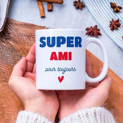 Tasse personnalisée Super Ami avec prénom ou message