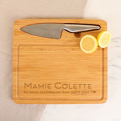 Planche à découper personnalisée avec couteau - Grand-Mère
