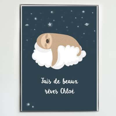 Affiche personnalisée bébé - Paresseux