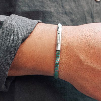 Bracelet personnalisé pour homme - cordon aquamarine