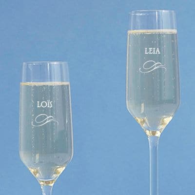 Flûtes à champagne personnalisées avec un prénom