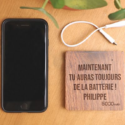 Batterie Externe en bois personnalisable 5000 mAh