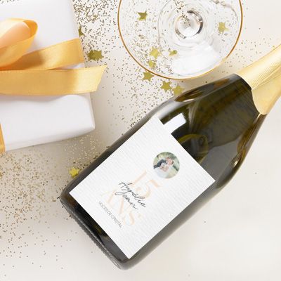 Bouteille de champagne personnalisée anniversaire de mariage - Noces de Cristal