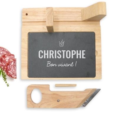 Guillotine à saucisson personnalisée pour un Christophe