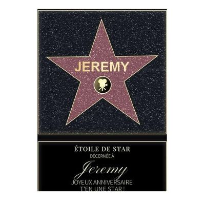Affiche etoile de star personnalisée pour un Jeremy