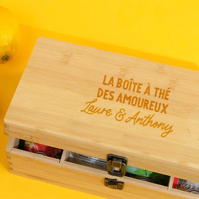 Boîte à thé gravée - Message