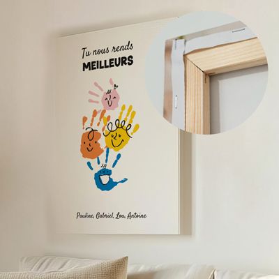 Toile canva personnalisée - Empreintes pour papa