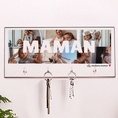 Porte clés mural personnalisé - Multi photos famille
