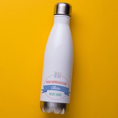 Gourde isotherme en inox personnalisable - Collection bougies d'anniversaire Femme