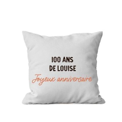 Coussin message personnalisable femme 100 ans