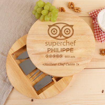 Set à fromage personnalisé en bois - Super Chef