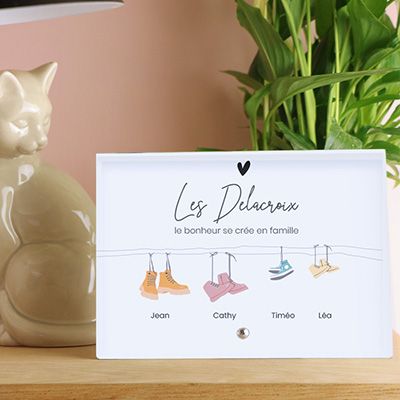 Cadre photo en verre personnalisé - Famille Chaussures