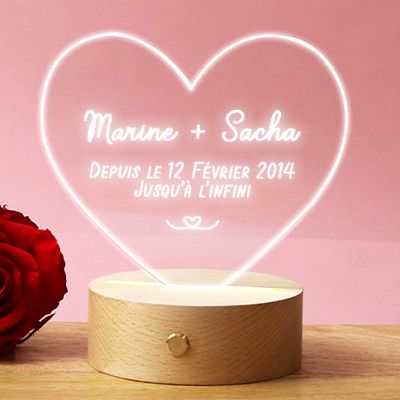 Lampe 3D personnalisée - Coeur