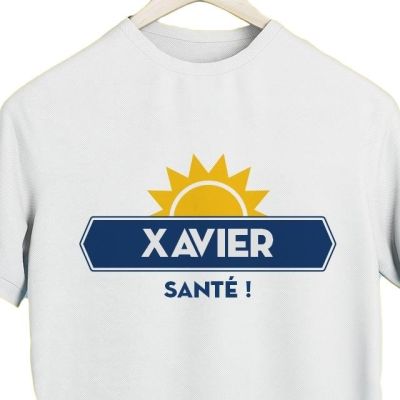 T-shirt blanc homme personnalisé pour un Xavier