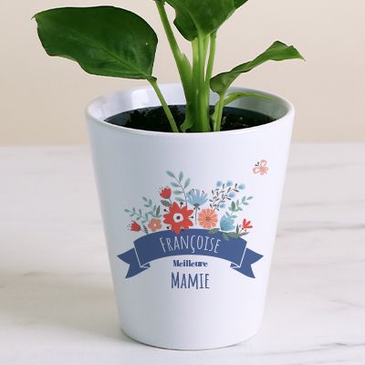 Pot de fleurs personnalisé - Mamie fleurie