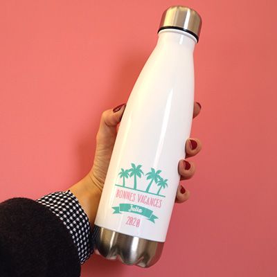 Gourde isotherme en inox personnalisable - Collection Été Palmier