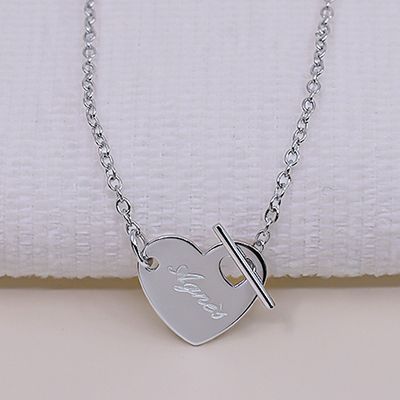 Collier Coeur barette en Argent véritable