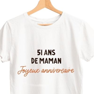 T-shirt blanc femme message maman 51 ans