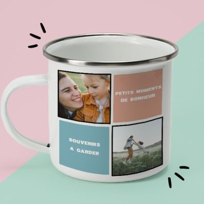 Mug émaillé personnalisé - Photos souvenirs