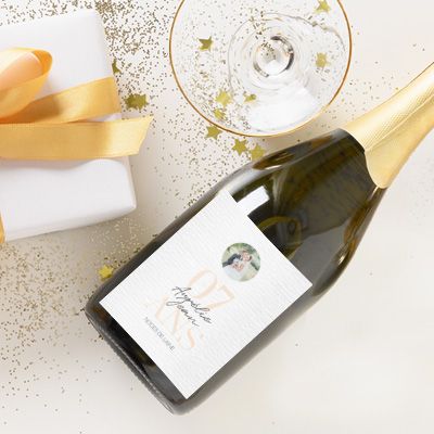Bouteille de champagne personnalisée anniversaire de mariage - Noces de Laine