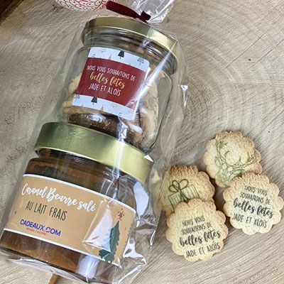 Coffret duo biscuits et caramel beurre salé Personnalisable - Noël