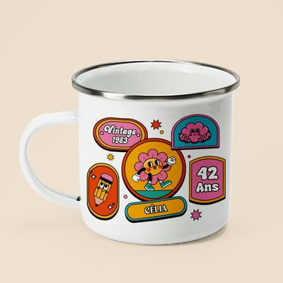 Mug émaillé personnalisé - Stickers Rétro