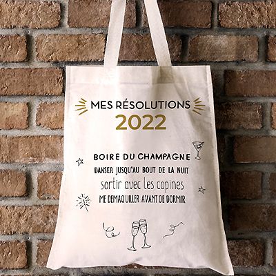 Tote Bag Personnalisable - Mes Résolutions - 100% coton naturel