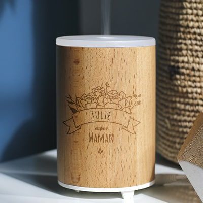 Diffuseur d'huile essentielle gravé - Maman Fleurie