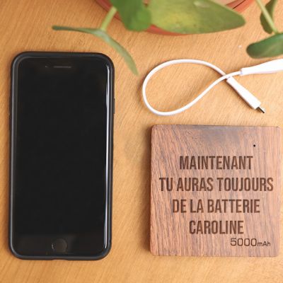 Batterie Externe en bois personnalisable 5000 mAh