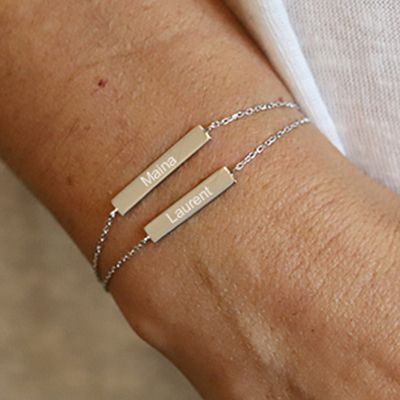 Bracelet double plaques en argent véritable