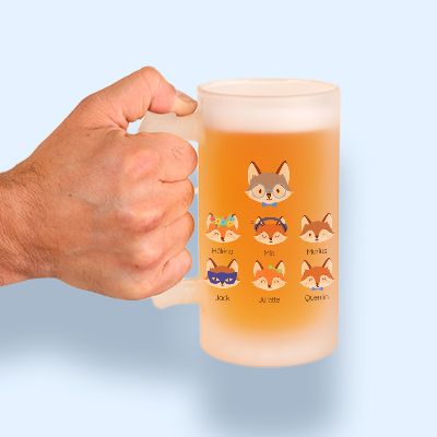 Chope de bière personnalisée - Papi Renard et sa meute