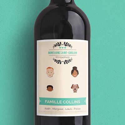 Bouteille de vin de Bordeaux personnalisée famille - Family Circus