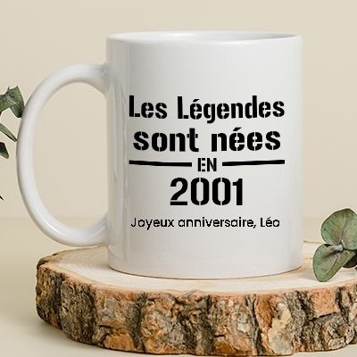 Mug personnalisé - Les Légendes sont nées en 2001
