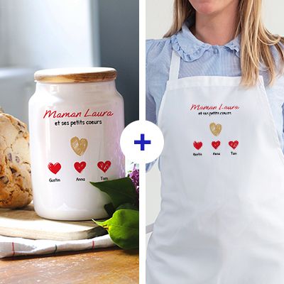 Coffret cuisine - Tablier et pot à biscuits personnalisés