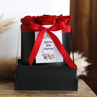 Boîte à roses éternelles personnalisée - Message