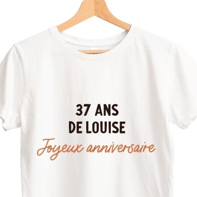 T-shirt blanc avec message femme 37 ans