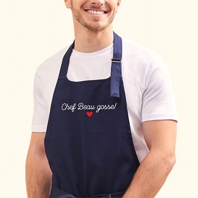 Tablier personnalisé brodé - Bleu