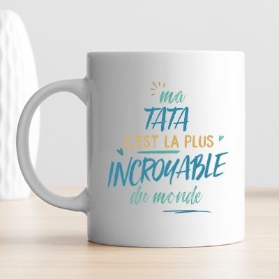 Cadeau noël tata. Mug personnalisé tu es la meilleure tata