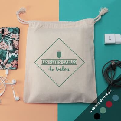 Petit Pochon Personnalisable - Rangement Câbles et Chargeurs