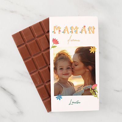 Tablette de chocolat personnalisée - Amour Fleuri