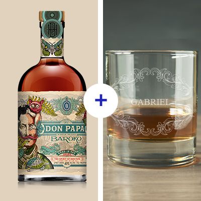 Bouteille de rhum Don Papa - Avec un verre personnalisé